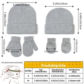 EOAMGO Kids Winter Hat, Kids Beanie Hat, Baby Winter Beanie, Girls Boys Hat and Gloves Set of Kids, Kid Autumn Winter Knitted Beanie Hat, Baby Winter Warm Set for 2-5 Years