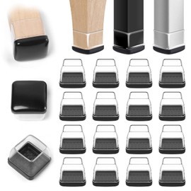 MAYZOLOP Chair Sliders for Carpeted Floors, 16Pcs Chair Glides Square Furniture Sliders Carpet, Teflon Table Leg Protectors Sliders for Carpet, Make Furniture Glides Move Easy (Fit 1.5-1.8", Clear)