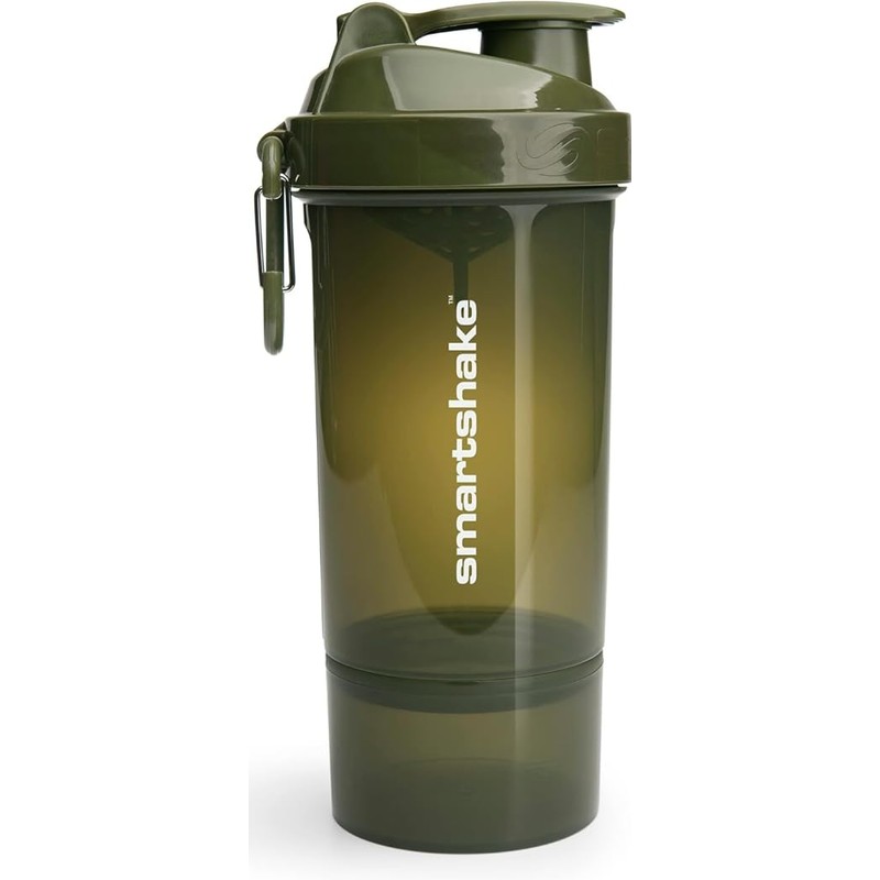 SmartShake Original2GO ONE Verde Army 800ml, Botella Mezcladora de Proteínas,