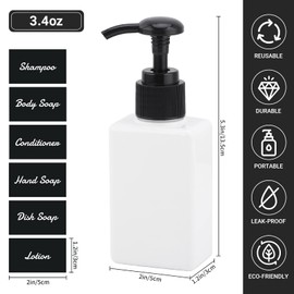 Segus Hand Soap Dispenser, 3 Pieces 100ml Shower Gel Dispenser, Bathroom Soap Dispenser Set, Plastic Lotion Dispenser, Small Soap Dispenser for Family, Travel, Hotel (White)