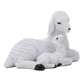 Sheep Figurines, Rustic Style Ceramic Easter Lamb, Lamb Figurine Distressed Look Resin Material Decorative White Lamb Ornament for Farm Themed Crafts