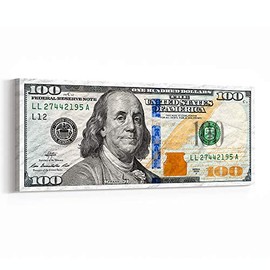 Inktuitive 'Money Press (Original)' Inspirational Wall Art | 100 Dollar Bill Canvas Print | Motivational DÃ©cor for Bedroom, Living Room & Business Office | 36 x 15 Inches