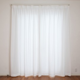 Curtain Laboratory Plain Lace Curtain, White, Heat Shielding, Heat Retaining, View Blocking, Width 39.4" x Length 32.7", Set of 2 Panels, Adjuster Hooks Included, UV Protection, Privacy, Washable
