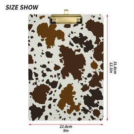 xigua Cow Print Clipboard Decorative Clipboard A4 Standard Size Clipboards with Metal Clip for School Office Men Women and Students