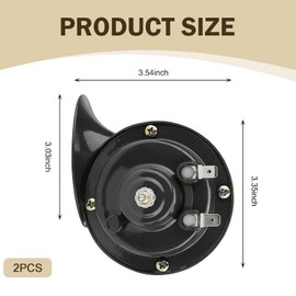 MLY 2PCS 300DB Super Loud Horns, 12V Waterproof Electric Air Horn Kit with Double Snail, Universal Automotive Exterior Accessories for Cars, Motorcycles, Trucks, ATVs, Bikes, Boats (Black)