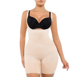 FeelinGirl Body Suit Shapewear Tummy Control Seamless Bodysuits Sculpting Body Shaper Full Body Shape Wear Beige XL/XXL