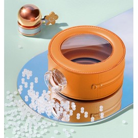 CHARIVA Perfume Bottle Styling Glass with Leak-Proof Silicone Lid, Gift Pu Cup Set, 16oz Capacity, Portable, Perfect for Gift (orange)