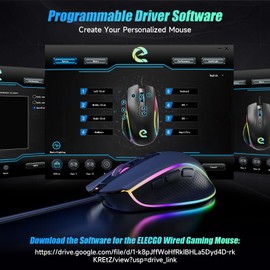 ELECGO Wired Gaming Mouse, 12800 DPI Gamer Mouse with 8 Programmable Buttons, Optical High Precision Sensor, 14 RGB Backlit Modes, Ergonomic Gaming Mice with Rapid Fire Button for PC, Laptop (Black)