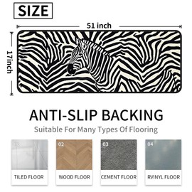 Striped Animal Print Kitchen Rug Non-Slip Machine Washable Laundry Room Rug Runner Quick-Dry Absorbent Waterproof Mat for Floor, Entryway,Hallway, Bathroom,Mudroom,17''x51''