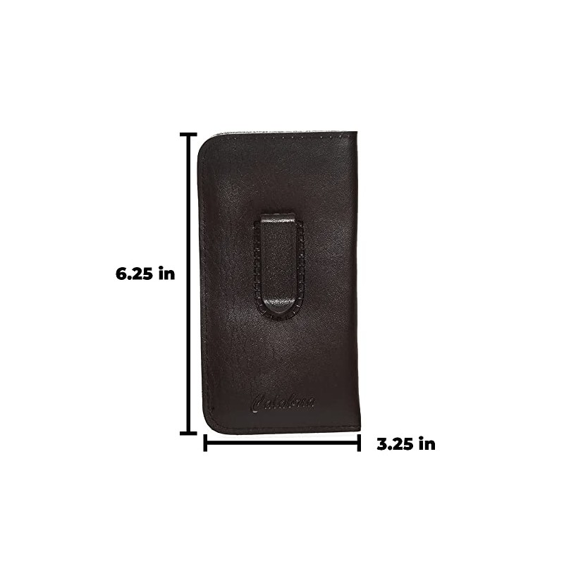 Calabria Mens Soft Slip-in Eyeglass Case w/Clip Medium Black Syn.Leather