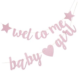 COLLBATH Welcome Baby Girl Sign Glitter Banner Baby Shower Decoration Gender Reveal Party Banner Random Style