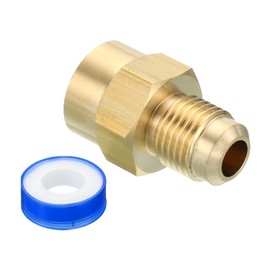 PATIKIL Brass Flare Tube Fitting, Union Coupling Gas Adaptor 5/16" SAE 45° Flare Male to 1/4" NPT Female Pipe Connector Adapter with PTFE Tape for Refrigeration Gas System