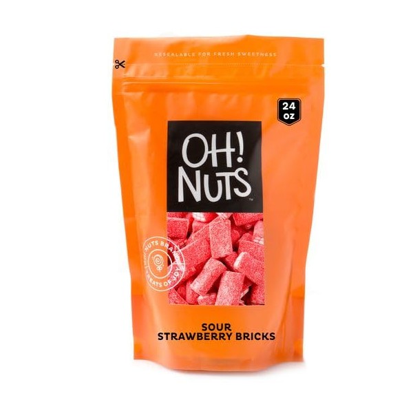 Oh! Nuts Sour Bricks: Sour Strawberry | Resealable 24 oz