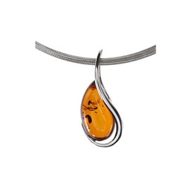 Artisana-Schmuck Amber pendant (without chain), small pretty pendant, set in rhodium-plated 925/000 sterling silver, Rhodium-plated 925/000 sterling silver Baltic Amber, Baltic amber