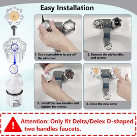 Bathroom Faucet Handles,Bathtub Shower Knob Replacement, Hot and Cold Faucet Replacement Handles Compatible with Delta/Delex Faucets