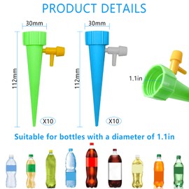 pangdapengpeng Pack of 20 Automatic Watering Set, Holiday Watering System for Plants, 1.1 Inch Drip Irrigation with Slow Release Control Valve for Gardens, Potted Plants (20)