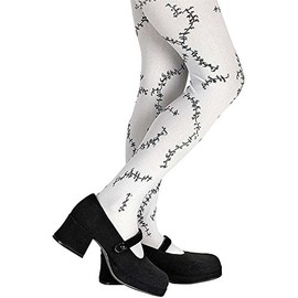 Stitched Child Tights, Black and White, One Size by Disguise