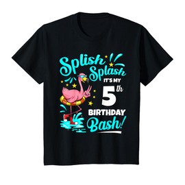 5th Birthday Flamingo 5 Years Old Pool Party Summer T-Shirt