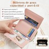 Cartera para Mujer Pequeña Bifold Compacta con Cremallera,Cereza