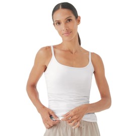 PACT Women's Organic Cotton Camisole Tank Top with Built-in Shelf Bra, White, Large