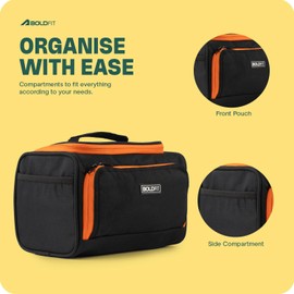 Boldfit Toiletry Bag For Men & Women Travel Hanging Makeup Pouch Cosmetic Organizer For Toiletries, Shaving Kit Travel Essential 6Ltrs Travel Organizer Cosmetic Pouch For Women Travel Wash Bag - Black