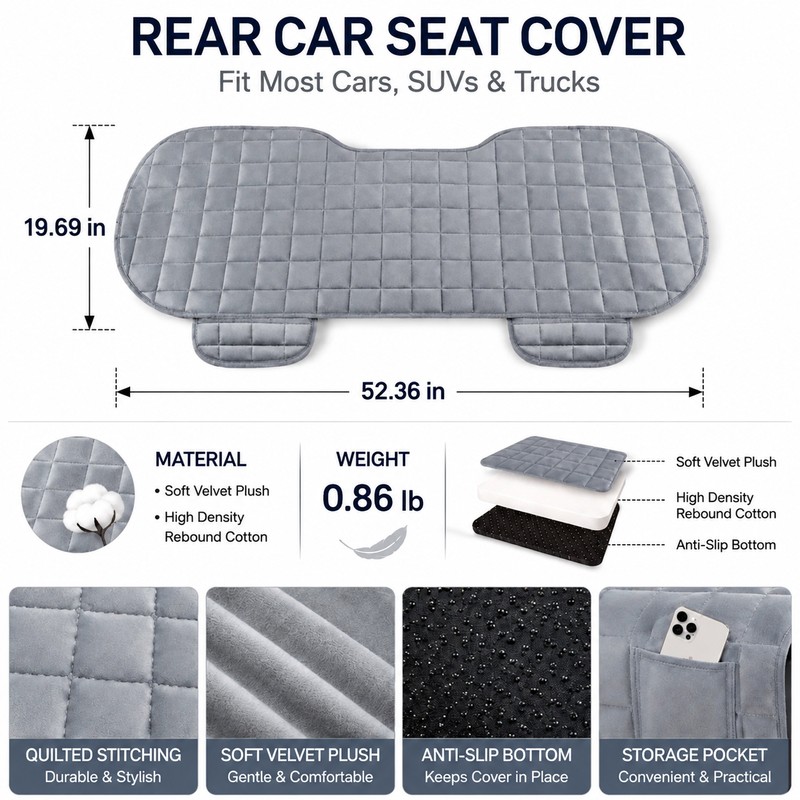 Universal Car Seat Cover Cushion Pad – Soft Flocking Fabric