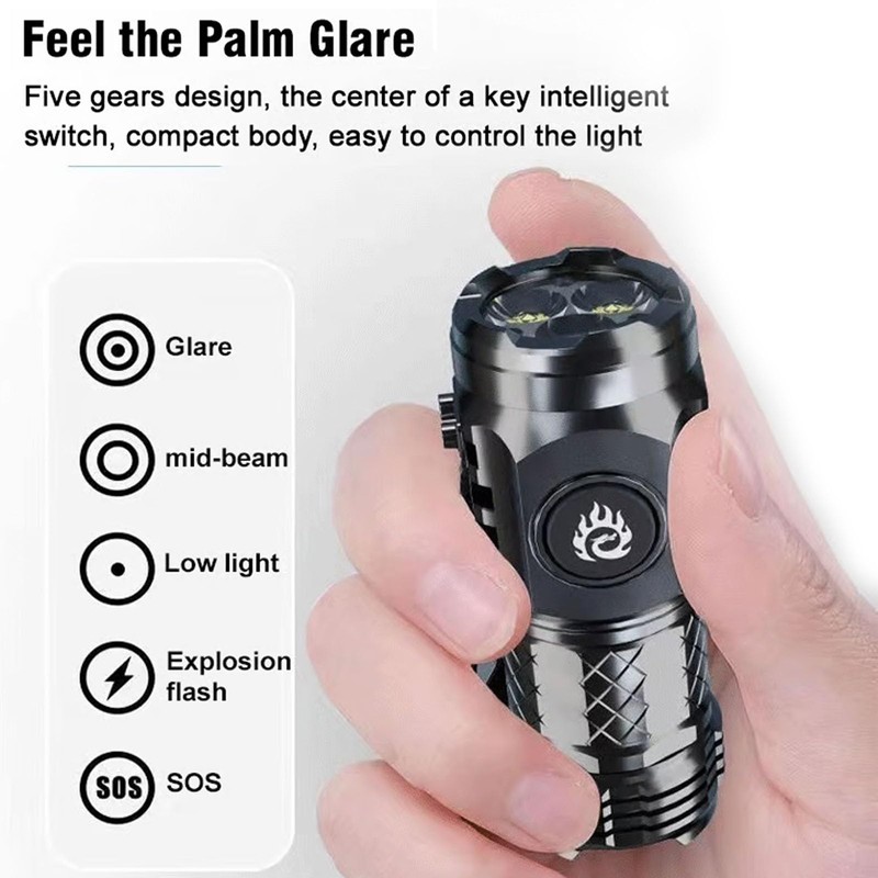 German Three-eyed Monster Mini Flashlight Thumb Flashlight, Mini Flash Super