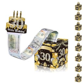 Black Gold Happy 30th Birthday Money Box for Cash Gift, Pull Surprise Money Gift Box for Women Men 30 Years Old Birthday Presents,Birthday Gift Money Box Money Presentation Box for Cash Gifts Birthday