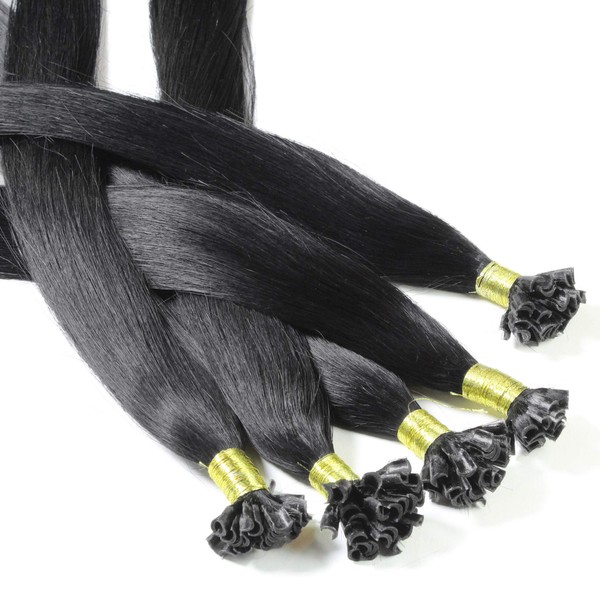 hair2heart Real Hair Bondings Extensions Straight 150 Strands 1 g 60 cm Black