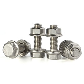 20 Sets M6-1.0 x 16mm Flanged Hex Head Bolts Hexagon Screws, Serrated Flange Hex Lock Nut, Fully Threaded, Stainless Steel A2, DIN 6921