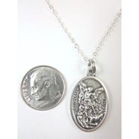 Ladies St Michael Archangel / St Christopher Medal Pendant Necklace 20" Chain