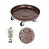 16" Metal Rolling Plant Caddy with Wheels, Indoor Outdoor, 2-Pack