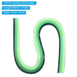 PATIKIL Tiras de papel para quilling arcoíris de 540 x 10 mm, 120 piezas de papel para quilling de origami para manualidades artísticas de bricolaje para Navidad, verde degradado
