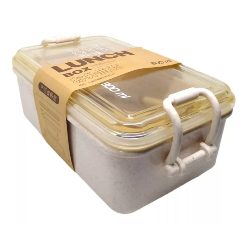 CL Lunch Box 800ml Material Fibra De Trigo Con Cubiertos