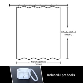 RV Shower Curtains Forest Mountain Happy Camper, Fabric RV Bathroom Curtain Sets with Hooks 47WX64H Inches (Black and White)