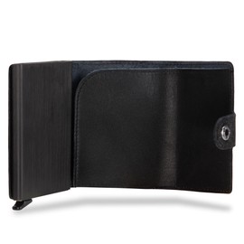 Blade® Men's Card Holder with Coin Compartment, 6-8 Card Holder, Leather Credit Card Holder with RFID Protection, Mini Wallet Pop Up, Card Wallet, Credit Card Holder, Men's Wallet, Black, black,