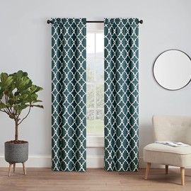 Pairs to Go Vickery Modern Decorative Rod Pocket Window Curtains for Bedroom or Living Room (Double Panel), 28" x 63", Indigo
