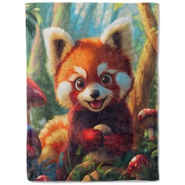 BIWOTU Red Panda Blanket for Men Women - Ultra Soft, Cozy, Lightweight Flannel Throw - Warm, Anti-Pilling Fuzzy Plush Blanket for Sofa, Bed, Travel Unisex Gift for All - 50×60in