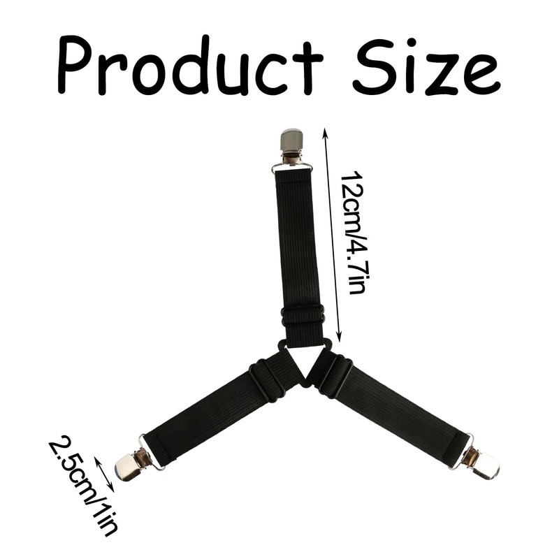 Bojueshaw 4pcs Bed Sheet Clips,Adjustable Bed Sheet Holder Strap,3 Way