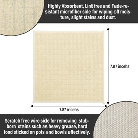 Sayene Dish Rags for Washing Dishes 8 Pack Multipurpose Wire Miracle Cleaning Coths Non-Scratch Wire Dishwashing Rag Lint Free Microfiber Cleaning Cloth for Kitchen Windows（Beige