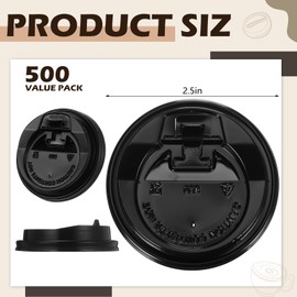 Jingmore 500 Count Disposable Plastic Dome Lids, Coffee Cup Lids with Straw Slot for Iced Coffee Milkshake Ice Cream Office Home Travel Supplies(Black,8 oz)