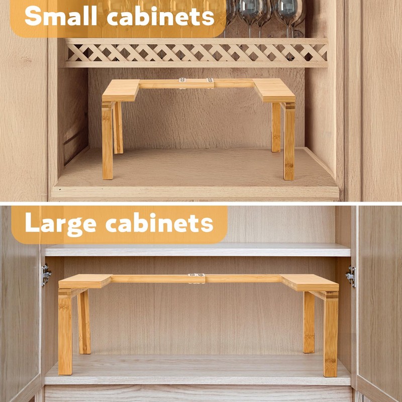 Puosike Spice Racks for Cabinet, Expandable, Spice Rack, Standing Bamboo,