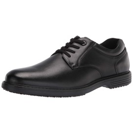 Nunn Bush Men's Wade Work Slip Resistant Plain Toe Oxford with Non Marking Outsole Food Service Shoe, Black, 7 Wide