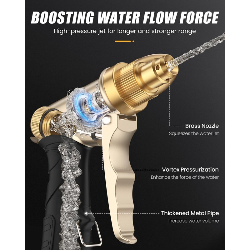 RAINPOINT Garden Hose Nozzle, Upgraded Heavy Duty Metal Spray Nozzle,