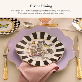 MACKENZIE-CHILDS Butterfly Toile Ceramic Salad and Dessert Plate, 8 Inches
