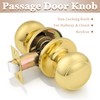 Probrico Round Door Knobs Passage Lock Polished Brass for Closet