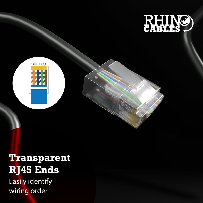 rhinocables RJ45 Connectors, Cat5e Connectors, Ethernet Plug Crimp Ends 8-Pin