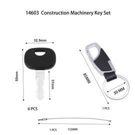 boeyeleny 6 pieces 14603 ignition key, 8 pieces construction machine keys, with 2 pieces key ring, compatible with mini excavator, forklift truck, wheel loader