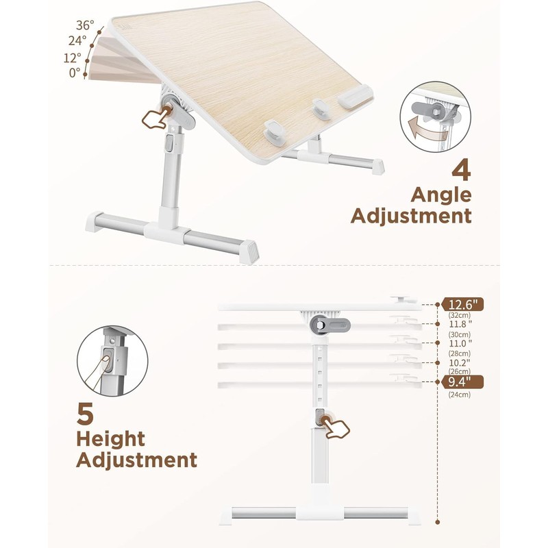 Laptop Desk Table, SAIJI Adjustable Laptop Stand, Portable Lap Desks