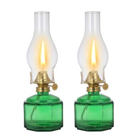 DNRVK 2 Pack Rustic Oil Lamp Large Vintage Glass Kerosene Lamp Chamber Oil Lamps for Indoor Use Home Decor Classic Old Hurricane Oil Lamp for Emergency Lighting 12.5''